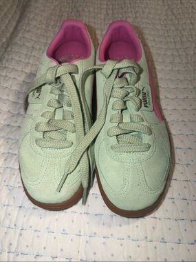Puma Mint Green Suede Sneakers with Pink Lining